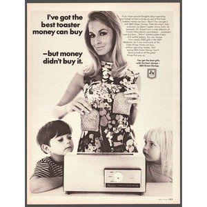1967 Sunbeam Toaster Green Stamps Vintage Print Ad Mom Kids Breakfast Wall Art